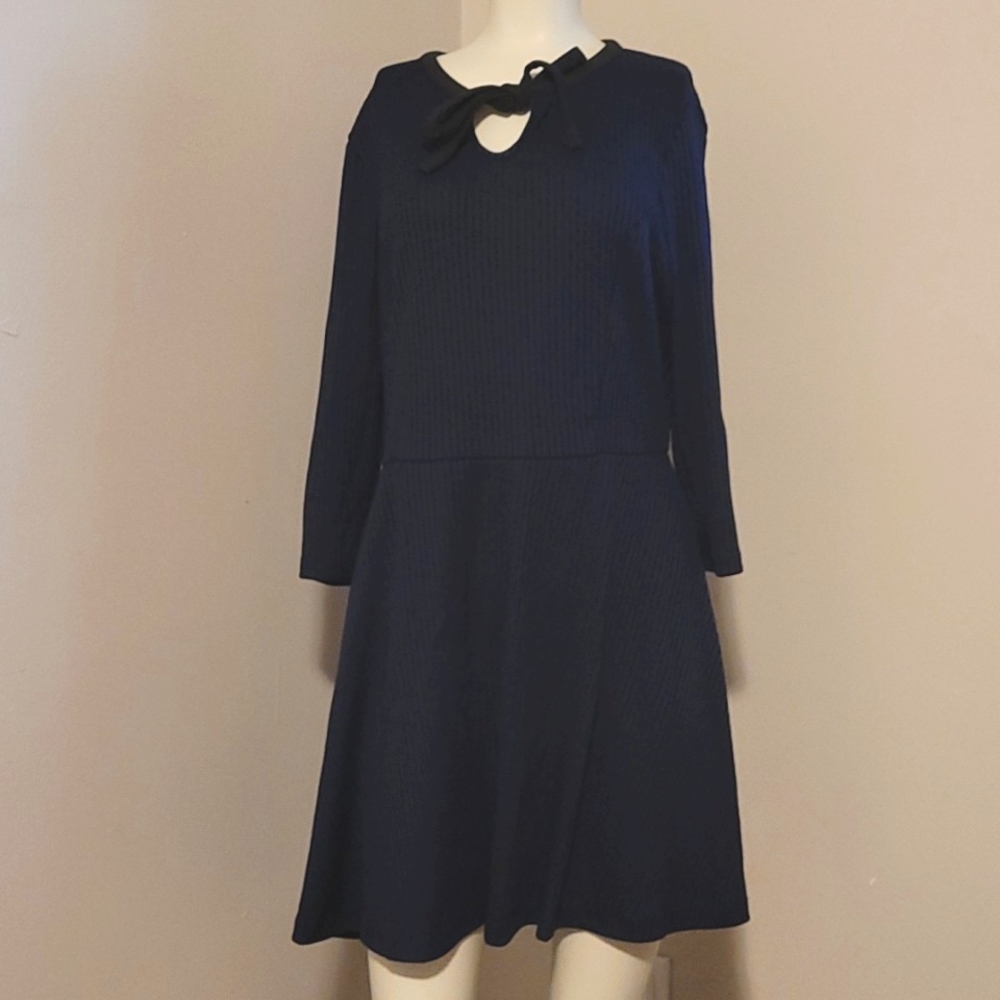 H & M DIVIDED ribbed Navy dress 👗 Size 14